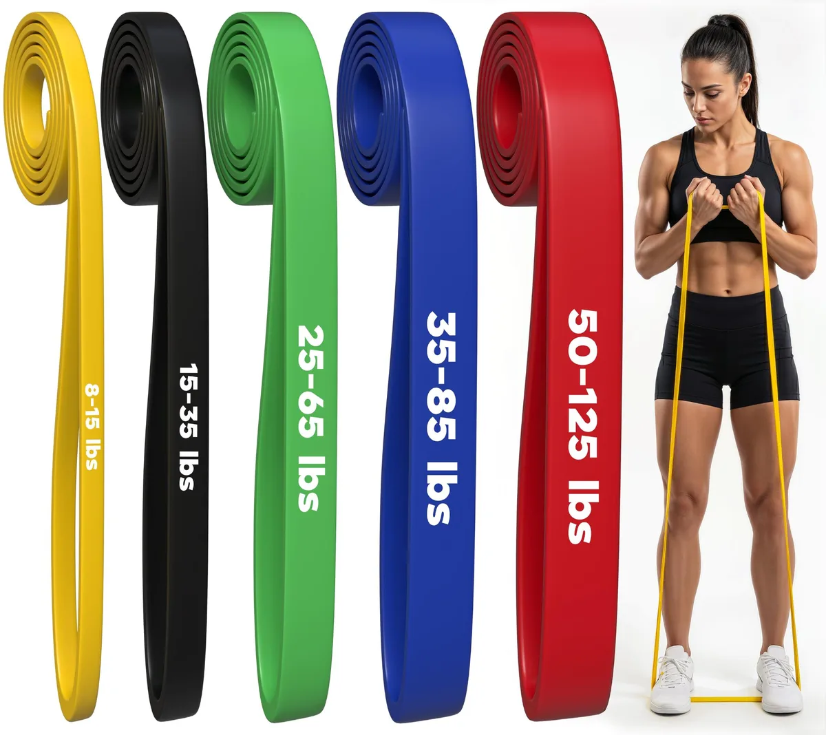Paradigm Health & Wellness Pull Up Resistance Bands Set of 5 8-125 lbs — product photo