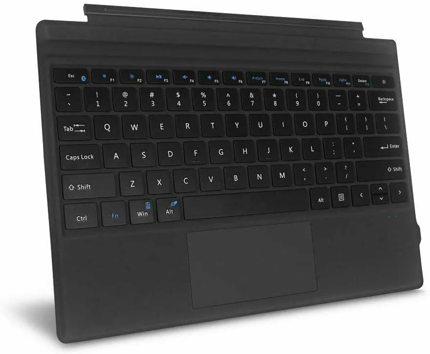 Dark grey slim keyboard cover with integrated trackpad for Surface Pro tablets