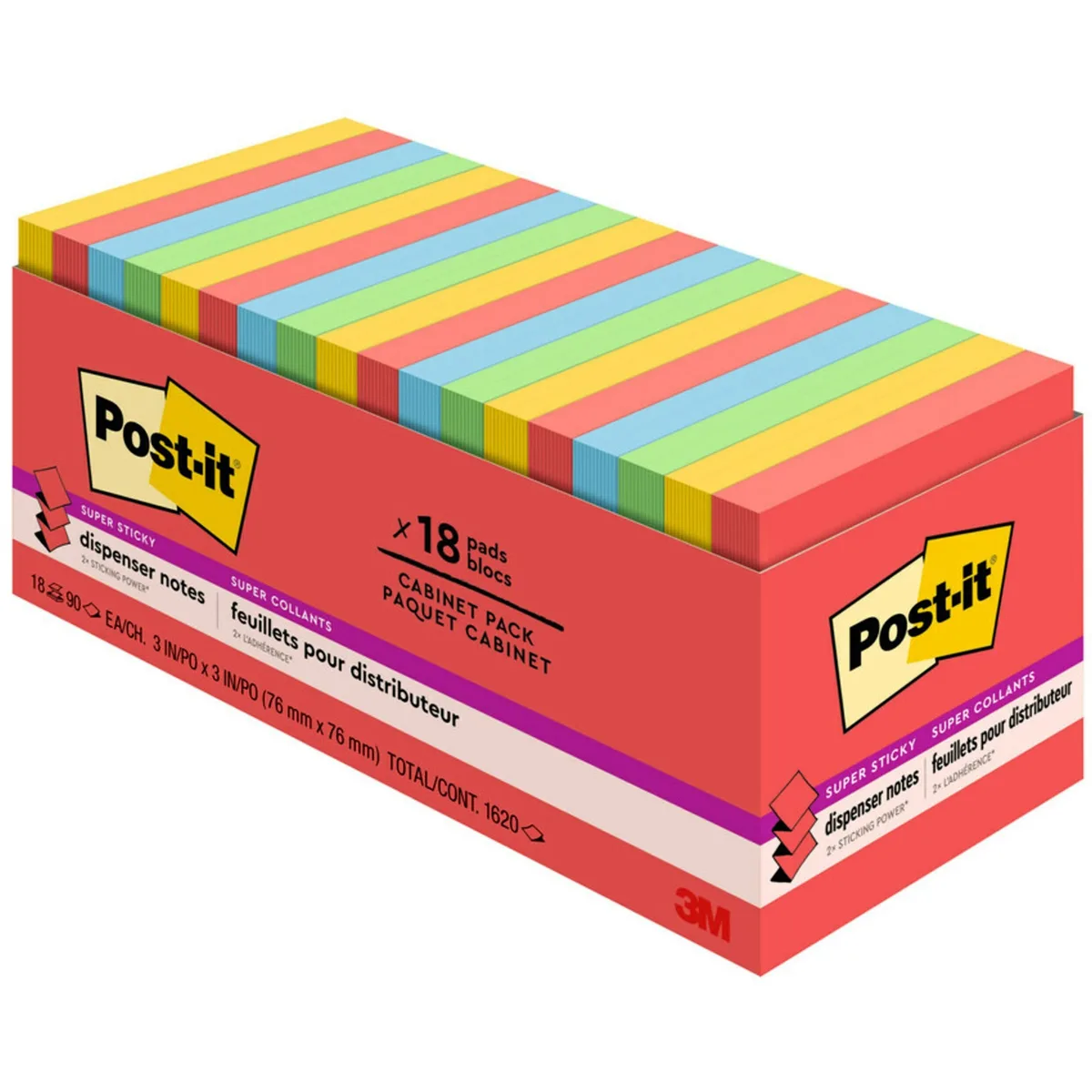 3M 3M R33018SSANCP Super Sticky Notes Cabinet Pack 3" x 3" 18 Pack — product photo