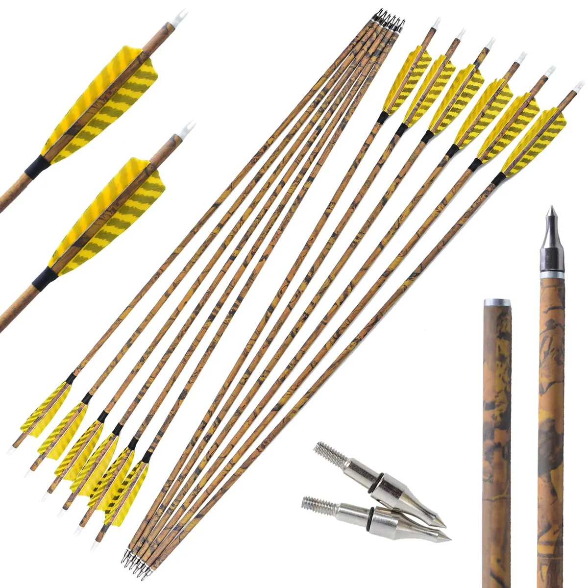 wolfman wolfman 30" Carbon Arrows Spine 500 4" Camo Feathers 12pcs — product photo