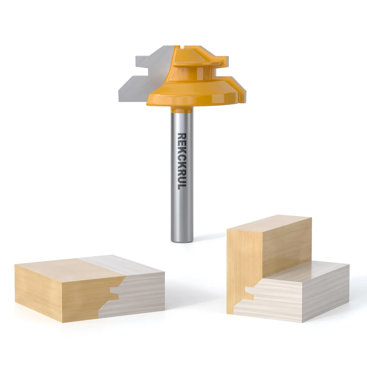 REKCKRUL RKR-SHD-1/2-1/4 45° Lock Miter Router Bit 1/4" Shank 1/2" Cut Height 12 Pack — product photo