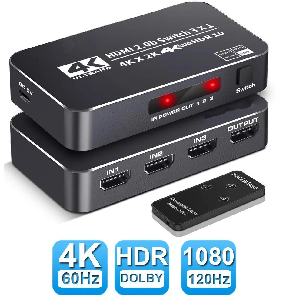 WRIARICH WRIARICH OZQ2-2 3-Port HDMI 2.0 Switch 4K@60Hz 18.5Gbps — product photo