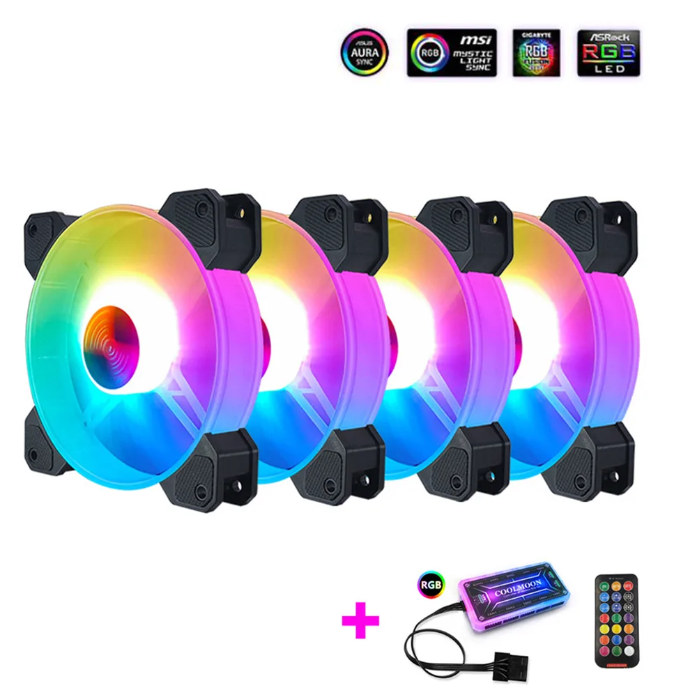 PENGQIAO PENGQIAO 4-Pack 120mm RGB Case Fans with Controller & Remote — product photo