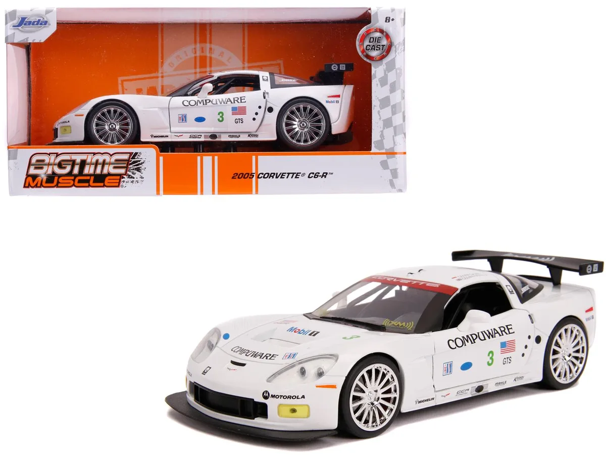 Jada Jada 2005 Chevrolet Corvette C6-R #3 Compuware White 1/24 Diecast — product photo