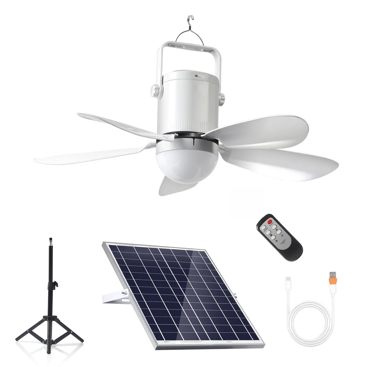  ASZEKOK 21'' CF sp Solar Ceiling Fan 21600mAh 25W Panel — product photo
