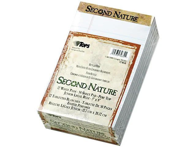 TOPS TOPS 74830 Second Nature Recycled Legal Pad, White, 50-Sheet, Dozen — product photo