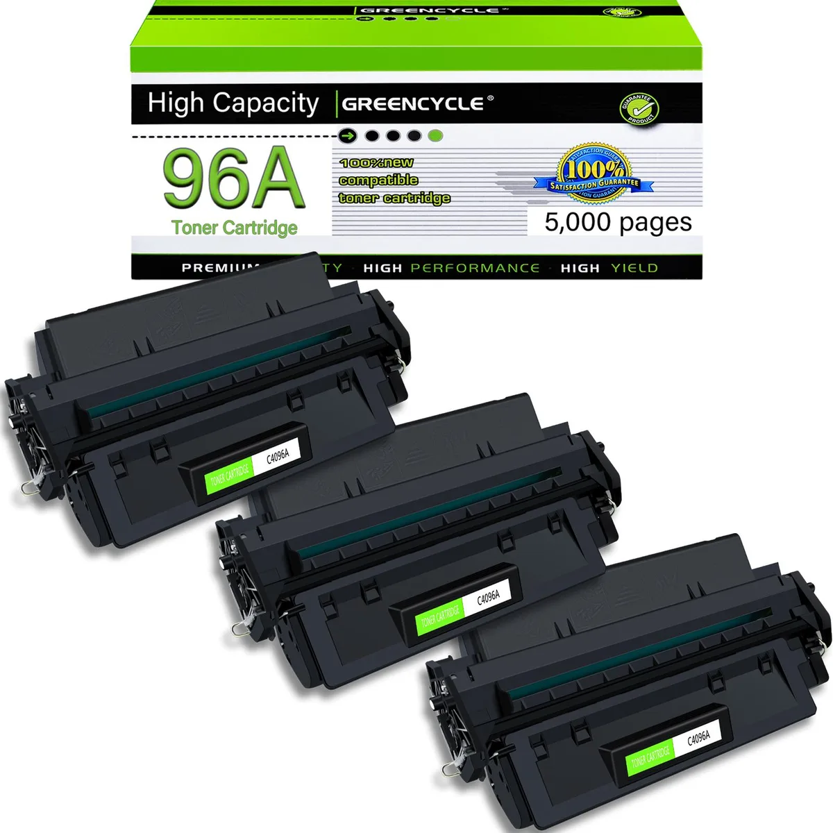 GREENCYCLE GREENCYCLE C4096A 96A Black Toner Cartridge 3-Pack — product photo
