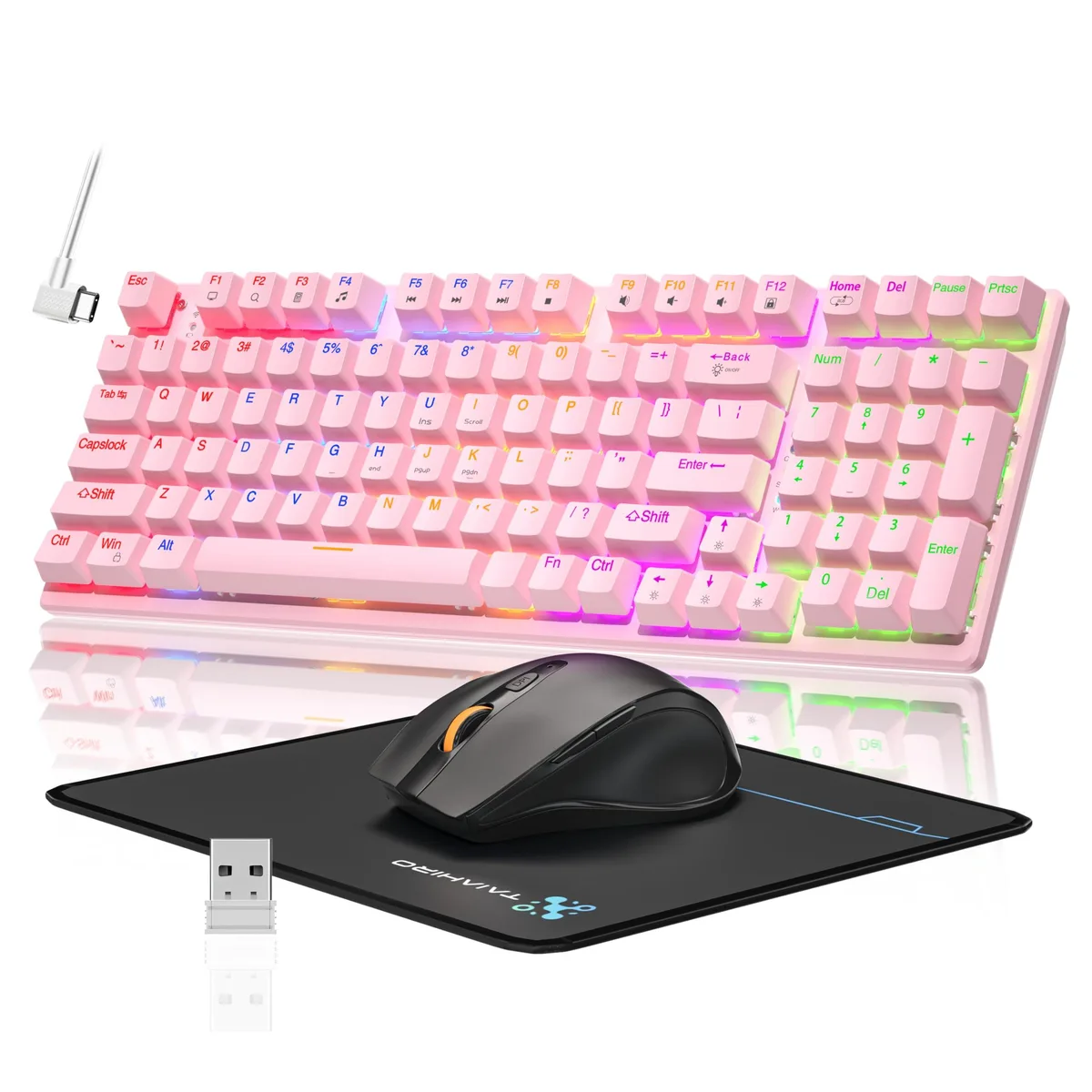 Redragon BK6301 98-key wireless mechanical gaming keyboard (Pink) — product photo