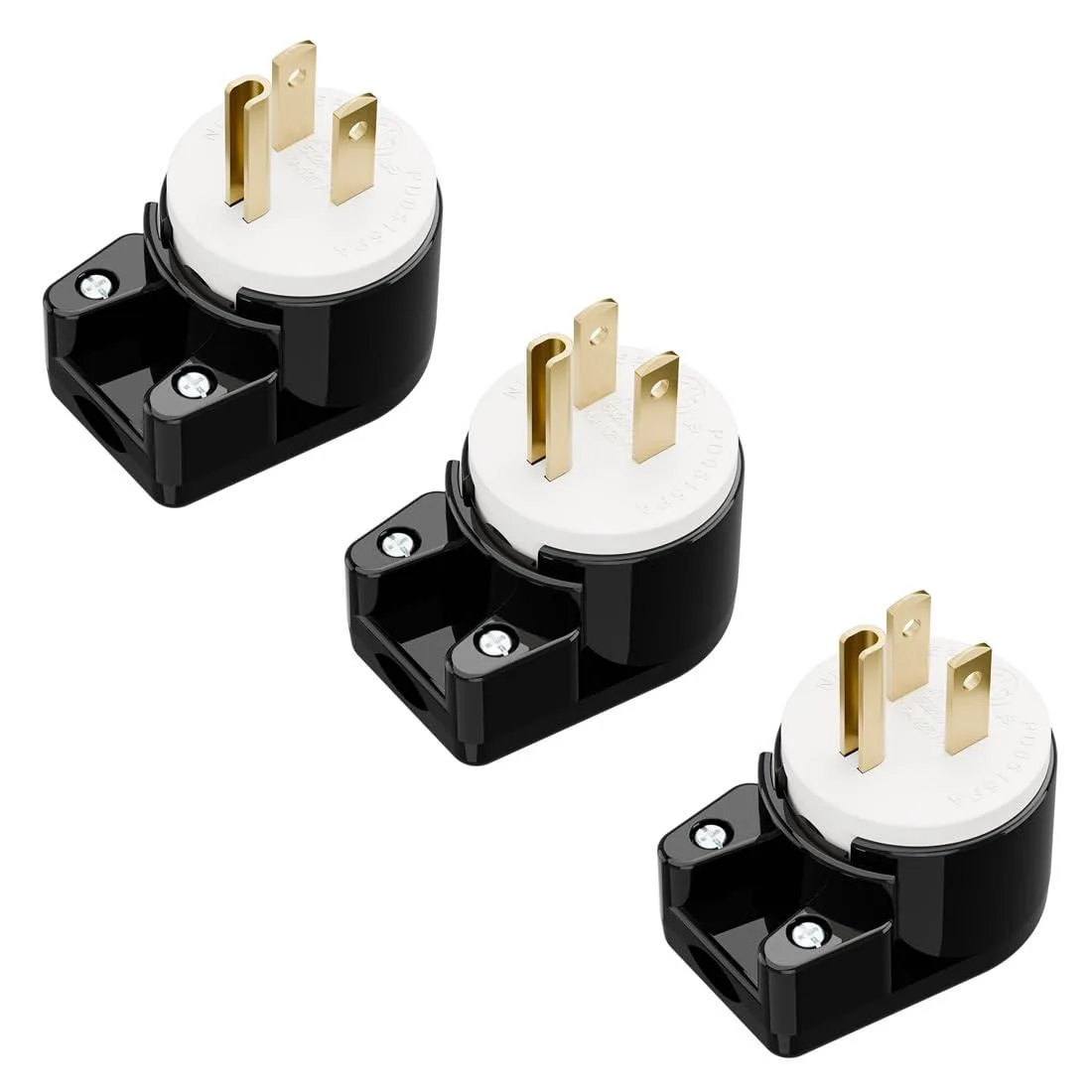 LORDWORLD LORDWORLD NEMA 5-15P Right Angle Plug 3-Pack 15A 125V 360° Rotatable — product photo
