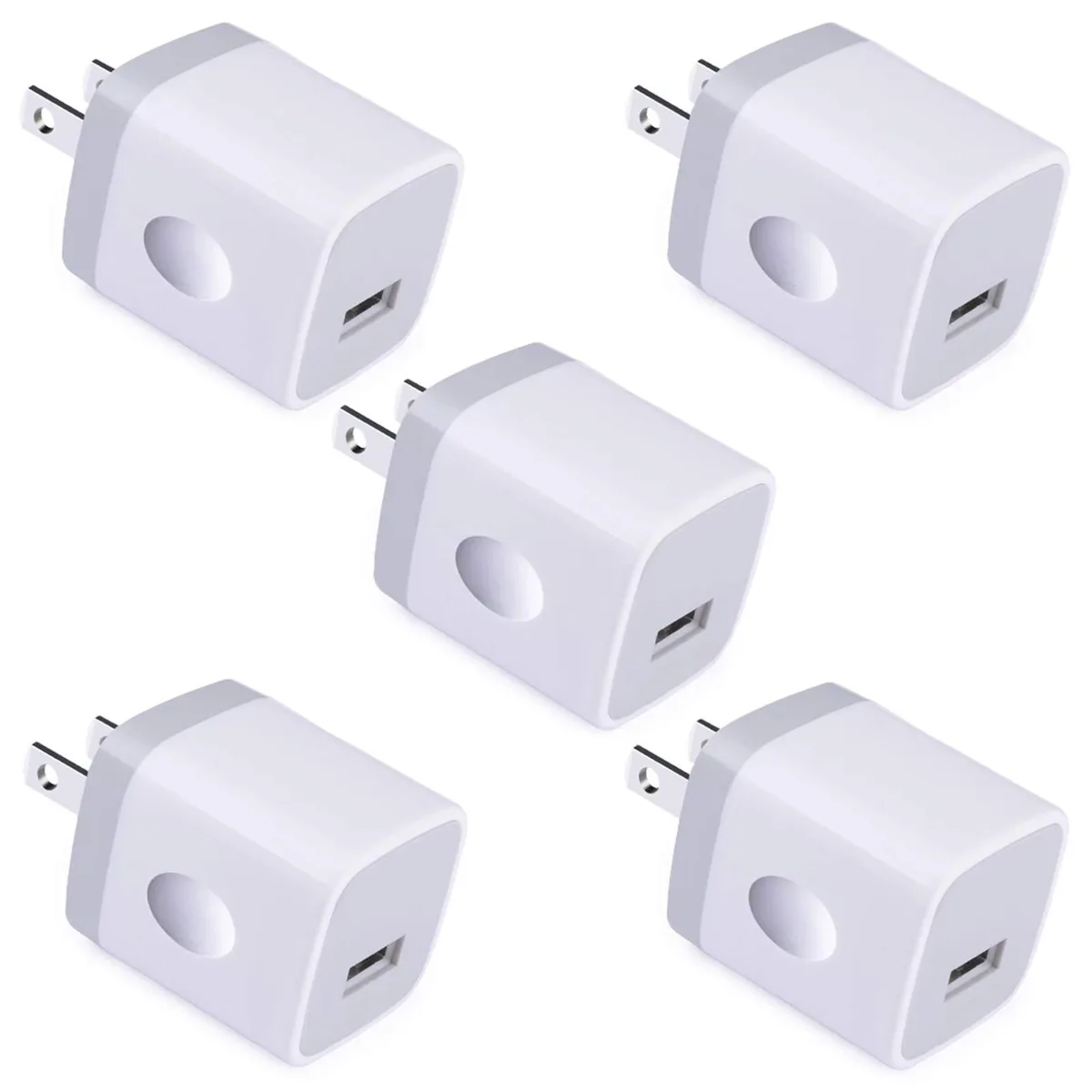UorMe PT-WC-03 5V 1A USB charger 5-pack white — product photo