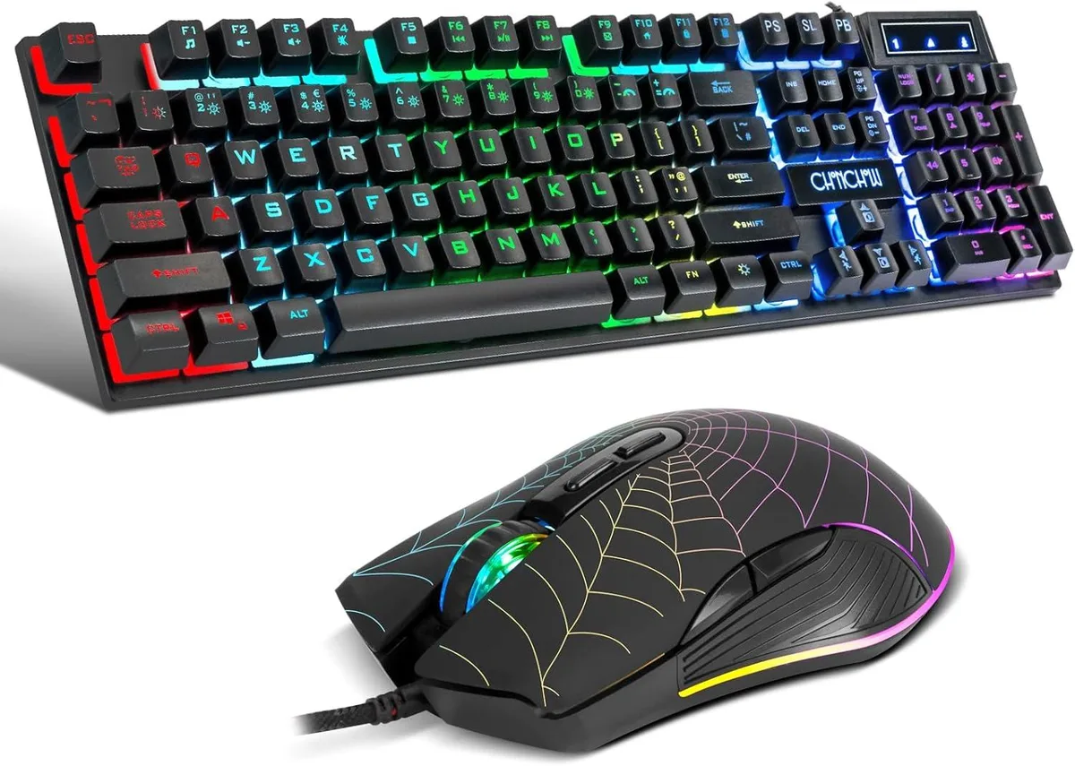 TUKO TUKO Gaming Keyboard and Mouse USB 104 Keys RGB Backlit 19 Anti-Ghosting 7-Color Mouse 3600 DPI — product photo