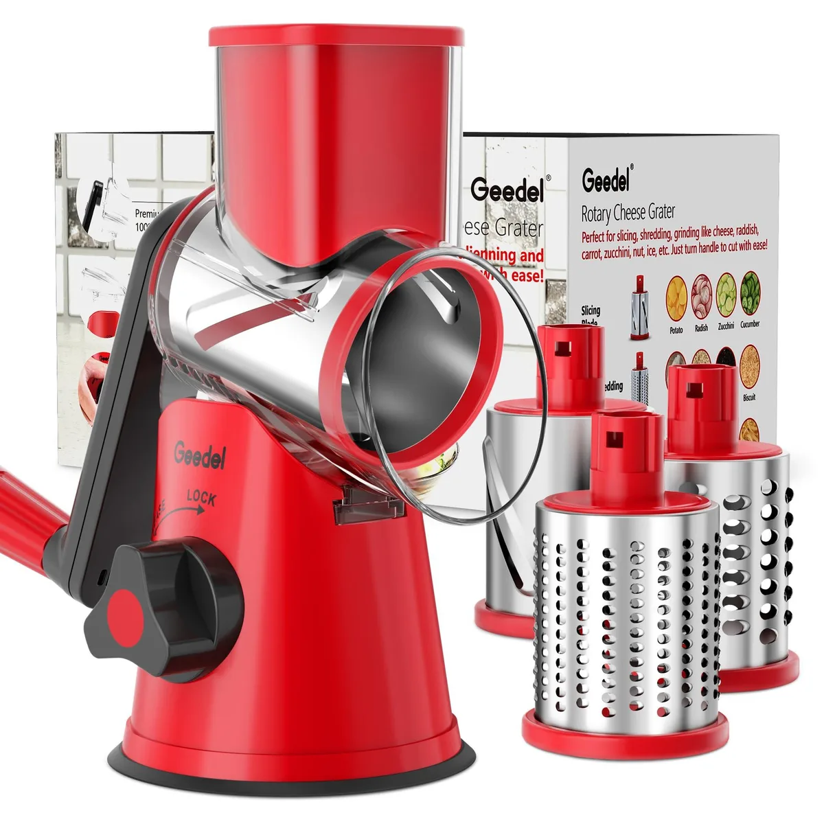 Rotary Cheese Grater with 3 Interchangeable Blades — product photo