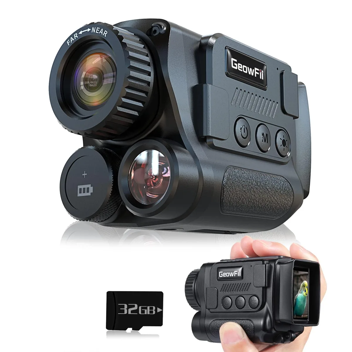  GeowFiiTech M1 Night Vision Monocular 4K 25mm 8x 984ft 850nm IR 32GB — product photo
