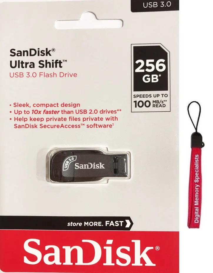 SanDisk SanDisk Ultra Shift SDCZ410-256G-G46 256GB USB 3.0 flash drive — product photo