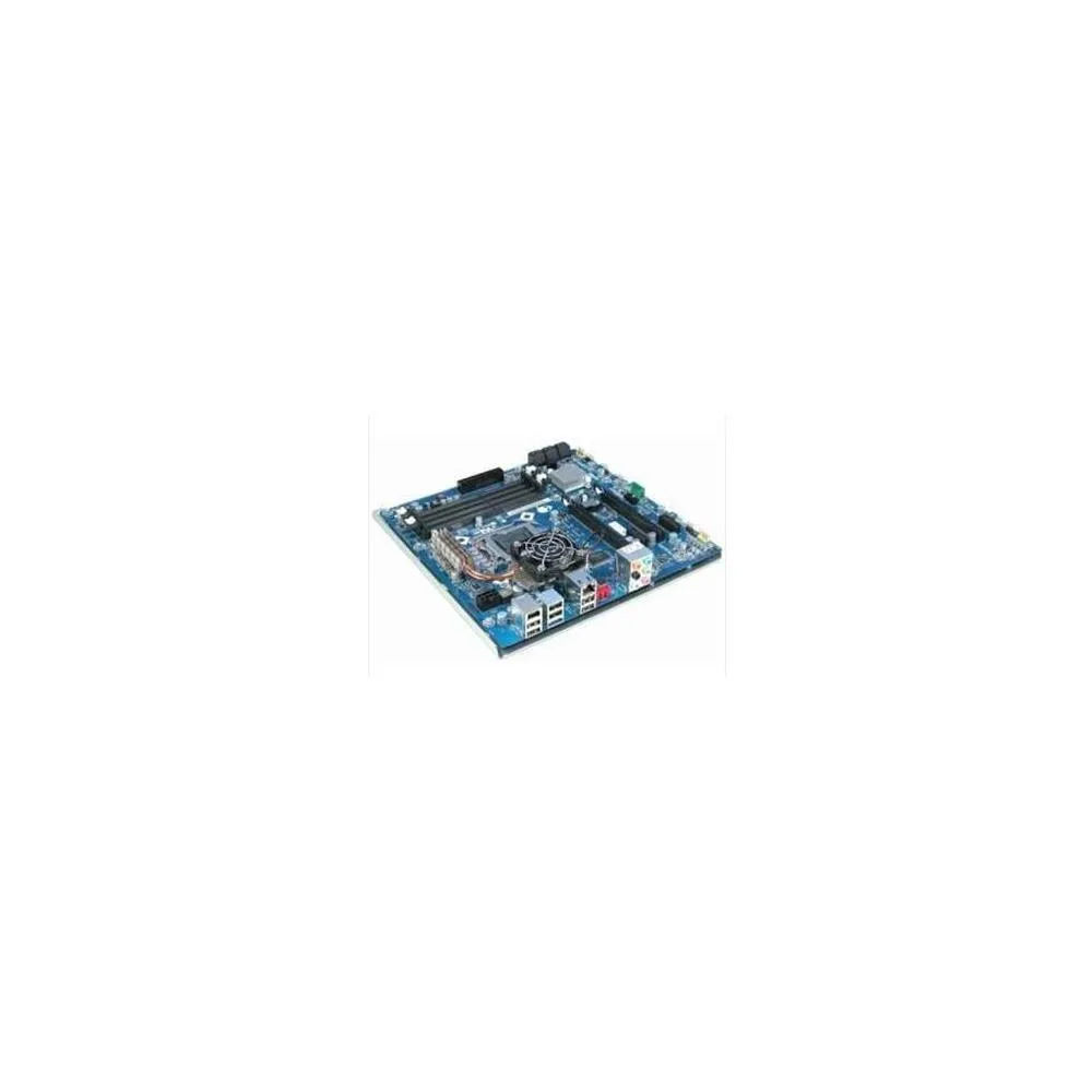 Green rectangular system board with silver components and edge connector