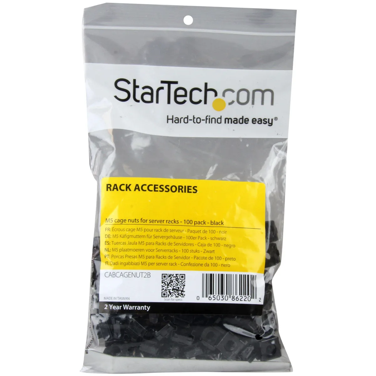 STARTECH STARTECH CABCAGENUT2B M5 Cage Nuts 100 Pack — product photo