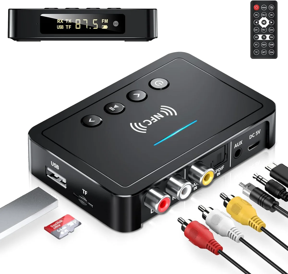 AUTYUE AUTYUE M6#Q1176_B Bluetooth 5.0 3-in-1 Transmitter Receiver FM Adapter — product photo