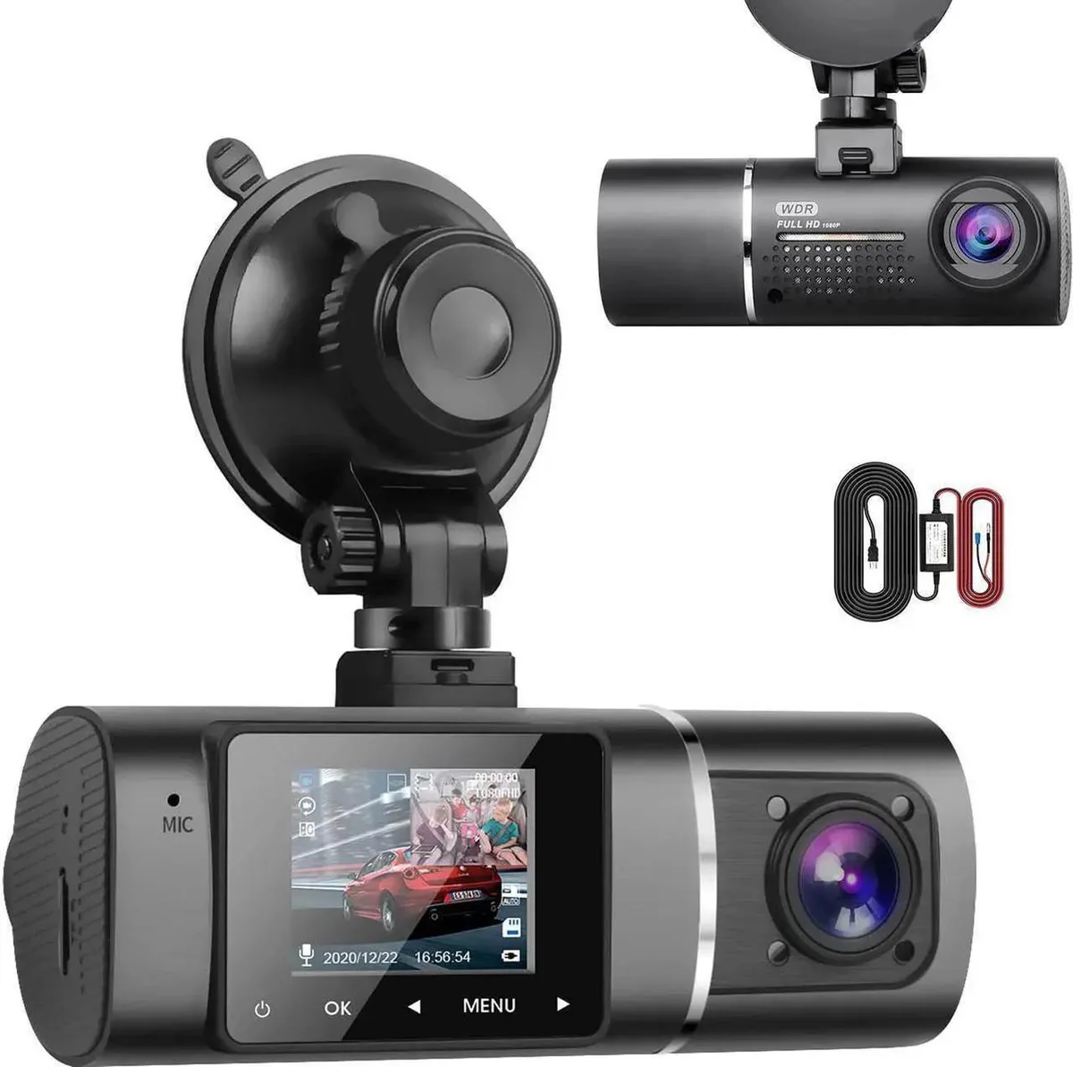 Vszerda Vszerda Dual Dash Cam Front Inside Cabin 1080p+1080p Hardwire Kit Infrared Night Vision 170°+140° — product photo