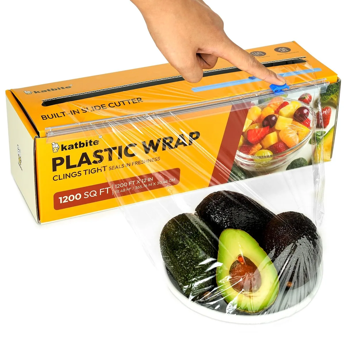 Clear plastic film roll 12 inches wide 1200 feet long with slide cutter box