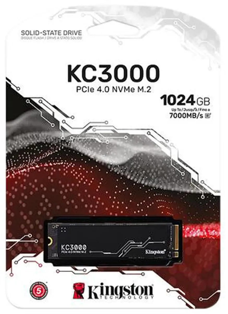 Kingston Technology Corp. Kingston Technology Corp. KC3000 1024GB M.2 2280 PCIe 4.0 x4 NVMe internal SSD with HeatSink — product photo
