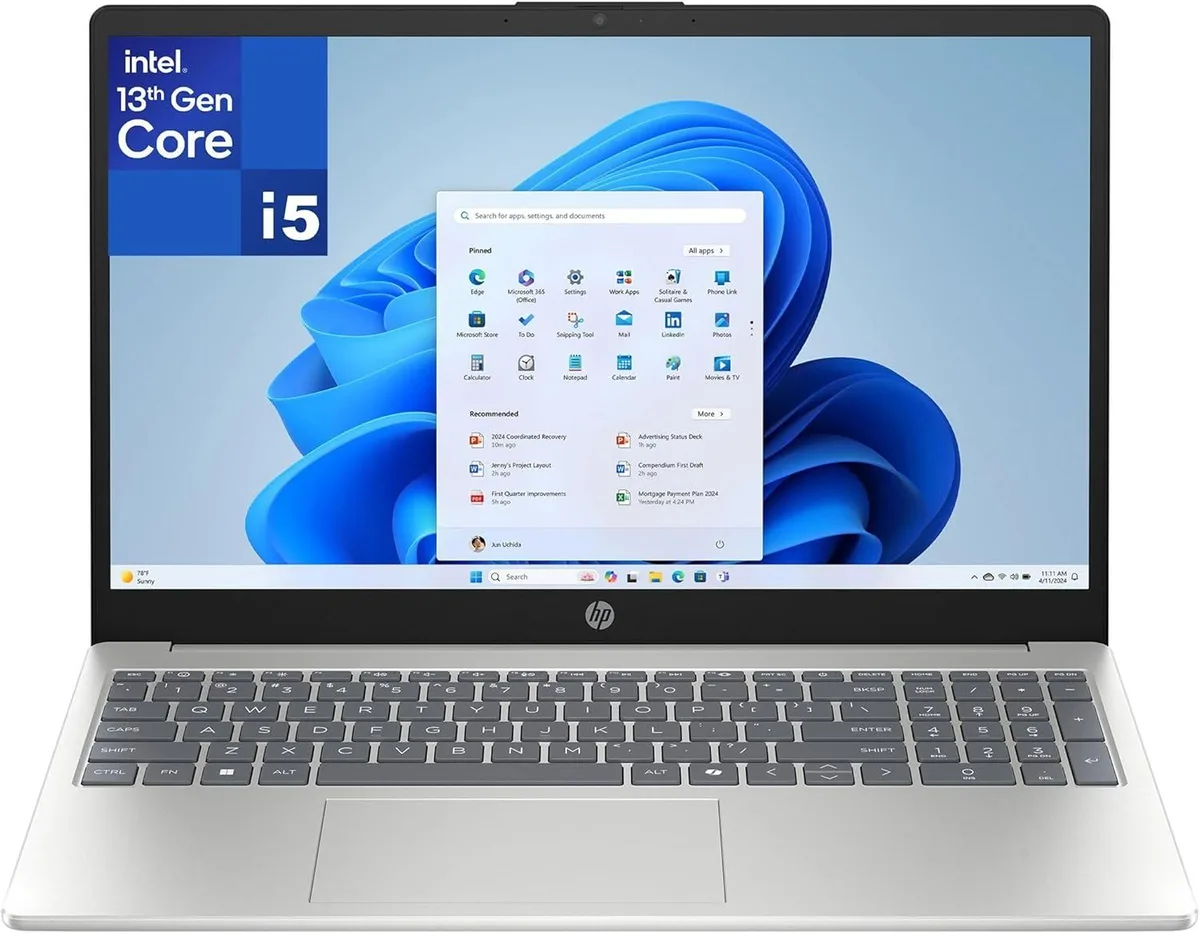 HP HP 15 laptop i5-1334U 32GB 512GB 15.6" FHD touchscreen Silver — product photo