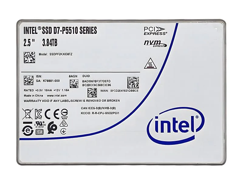Intel Intel D7-P5510 3.84 TB NVMe internal SSD — product photo