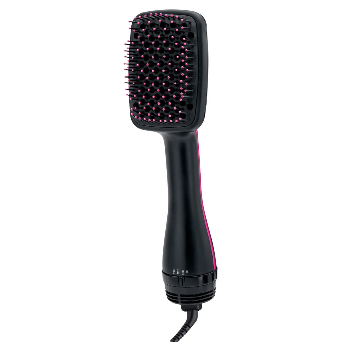 Black oval paddle brush dryer with bristles and cord