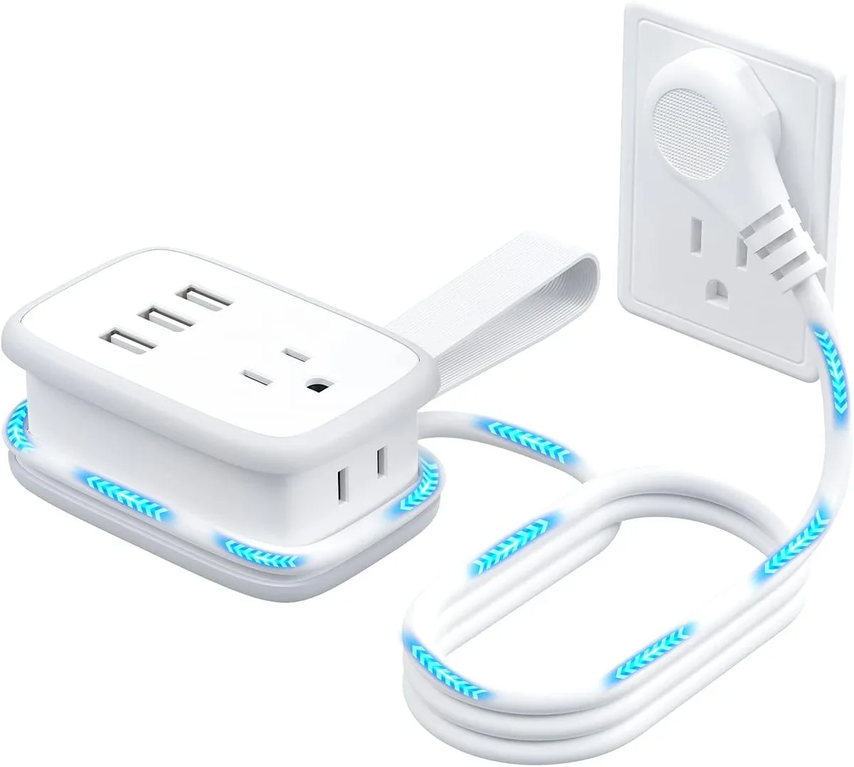 NTONPOWER NTONPOWER 2 Outlet 3 USB Power Strip White 3ft Cord — product photo