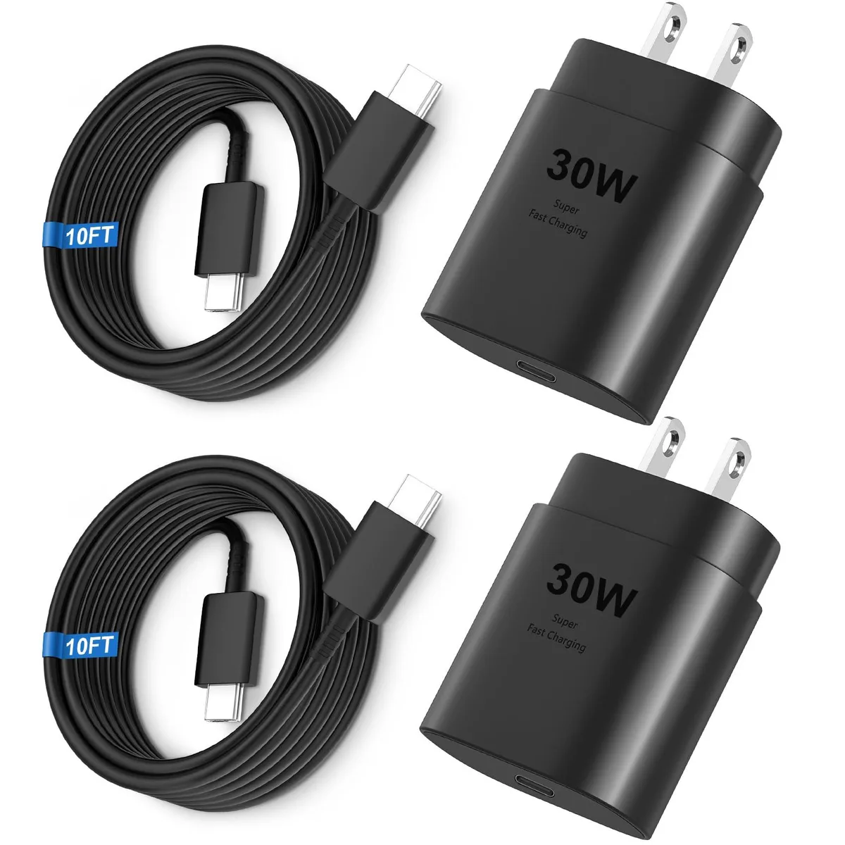 KEHIPI KEHIPI 30W USB-C Charger 2-Pack with 10ft Cables — product photo