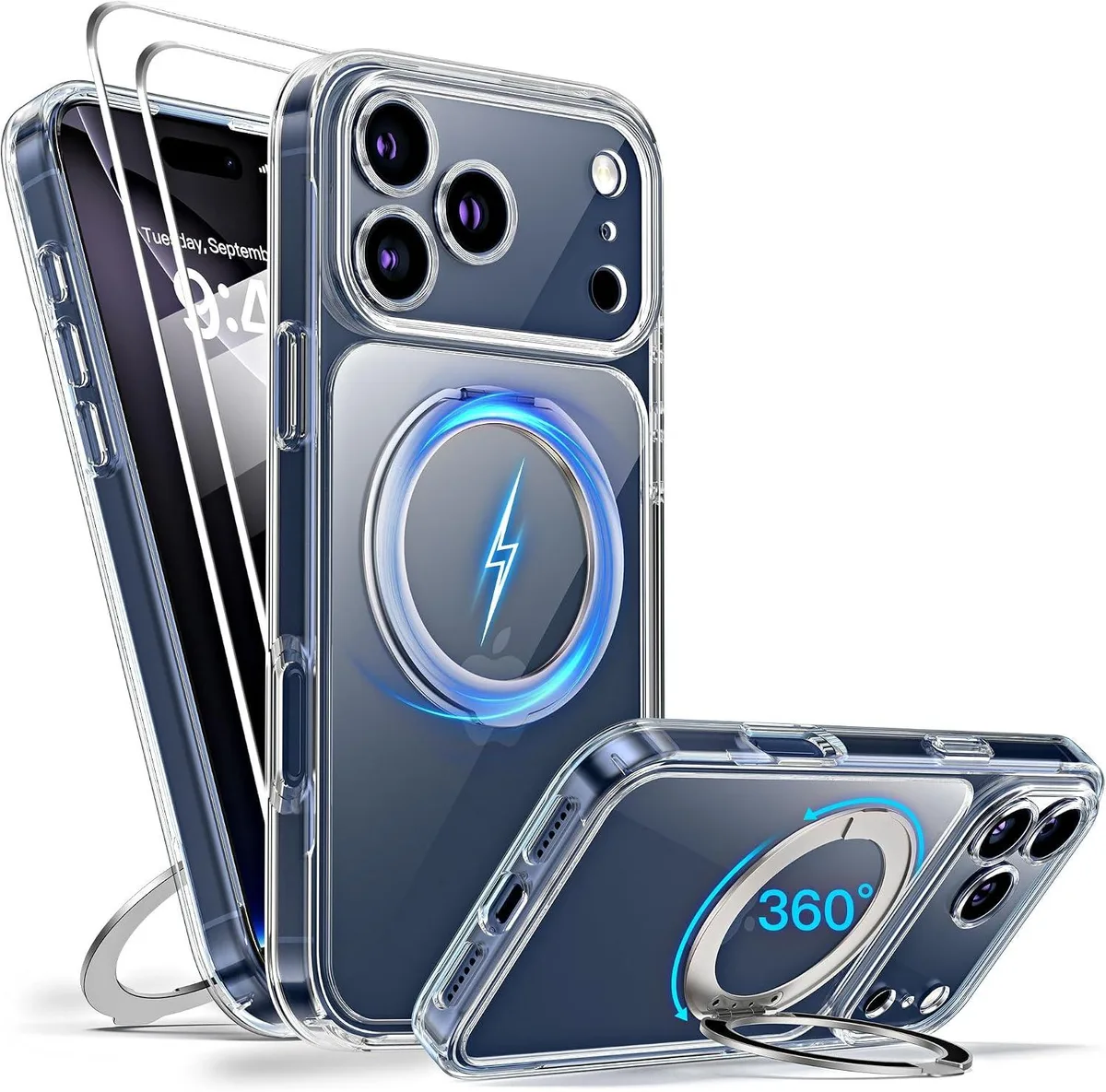 Transcend Transcend iPhone 17 Pro Case Clear 360° Spin Stand 36 Magnets 17FT Drop 2 Screen Protectors — product photo