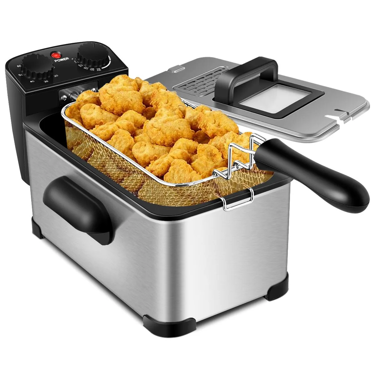 Costway Costway Electric Deep Fryer 3.2 QT 12-Cup 1700W Silver Mechanical Knob — product photo
