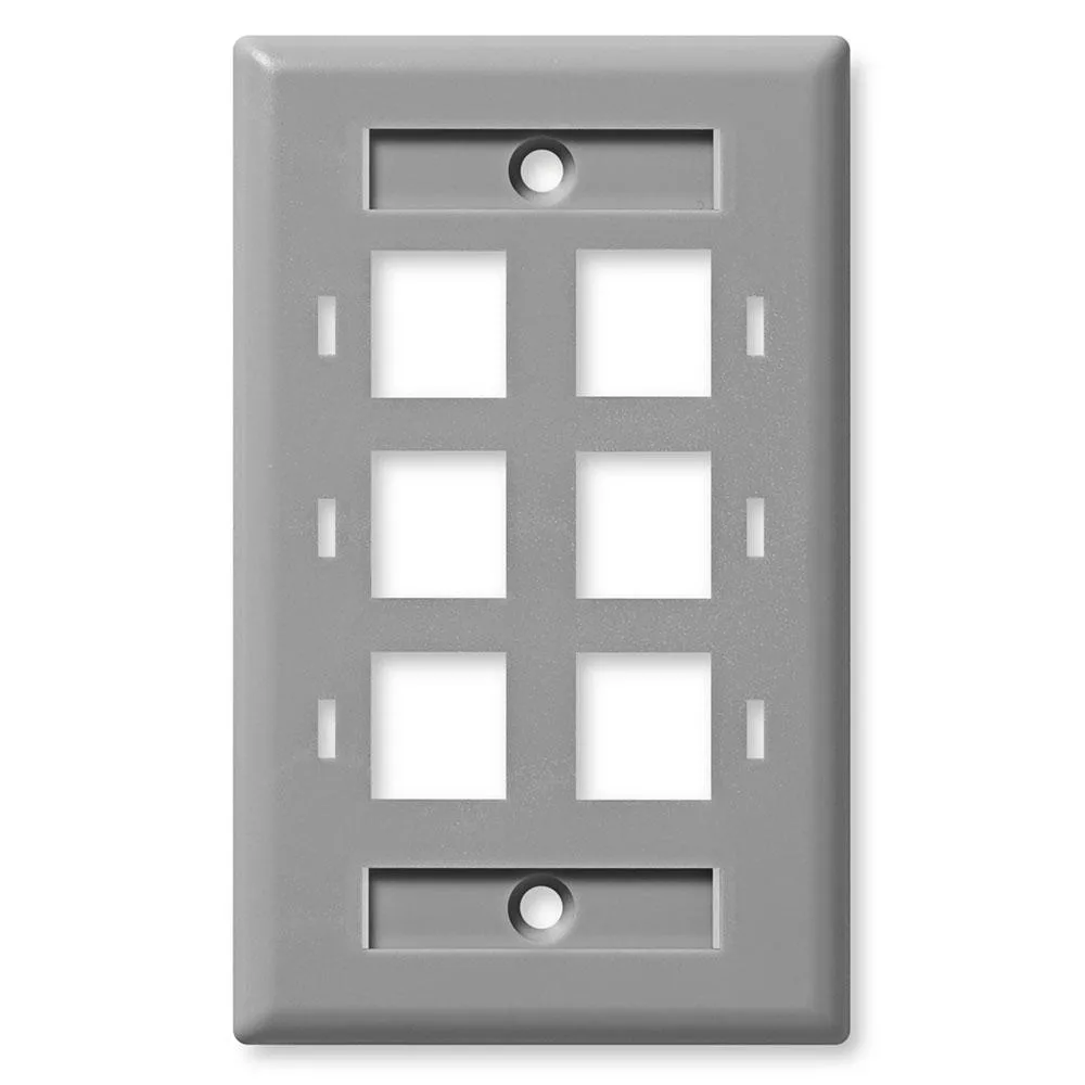 NavePoint NavePoint Keystone Wall Plate 6-Port Low Profile Single Gang Gray 10-Pack — product photo