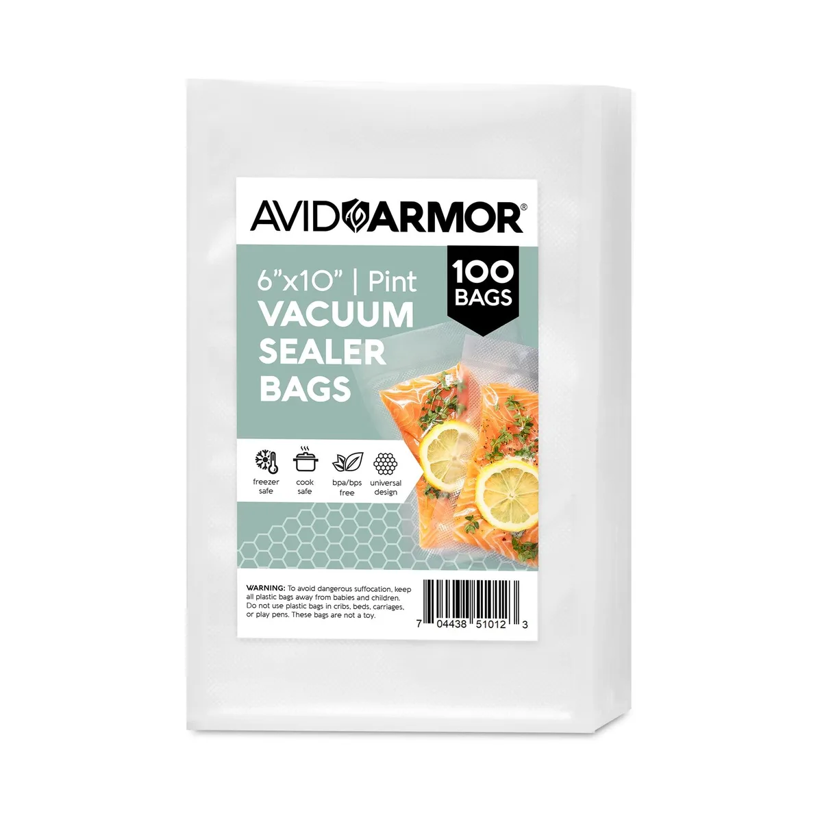 Clear pre-cut vacuum sealer bags, 100-count, 6 by 10 inch size