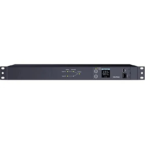 CyberPower CyberPower PDU24001 Metered ATS PDU 15A 100-120V 10 Outlets 10ft 2x NEMA 5-15P 1U LCD — product photo