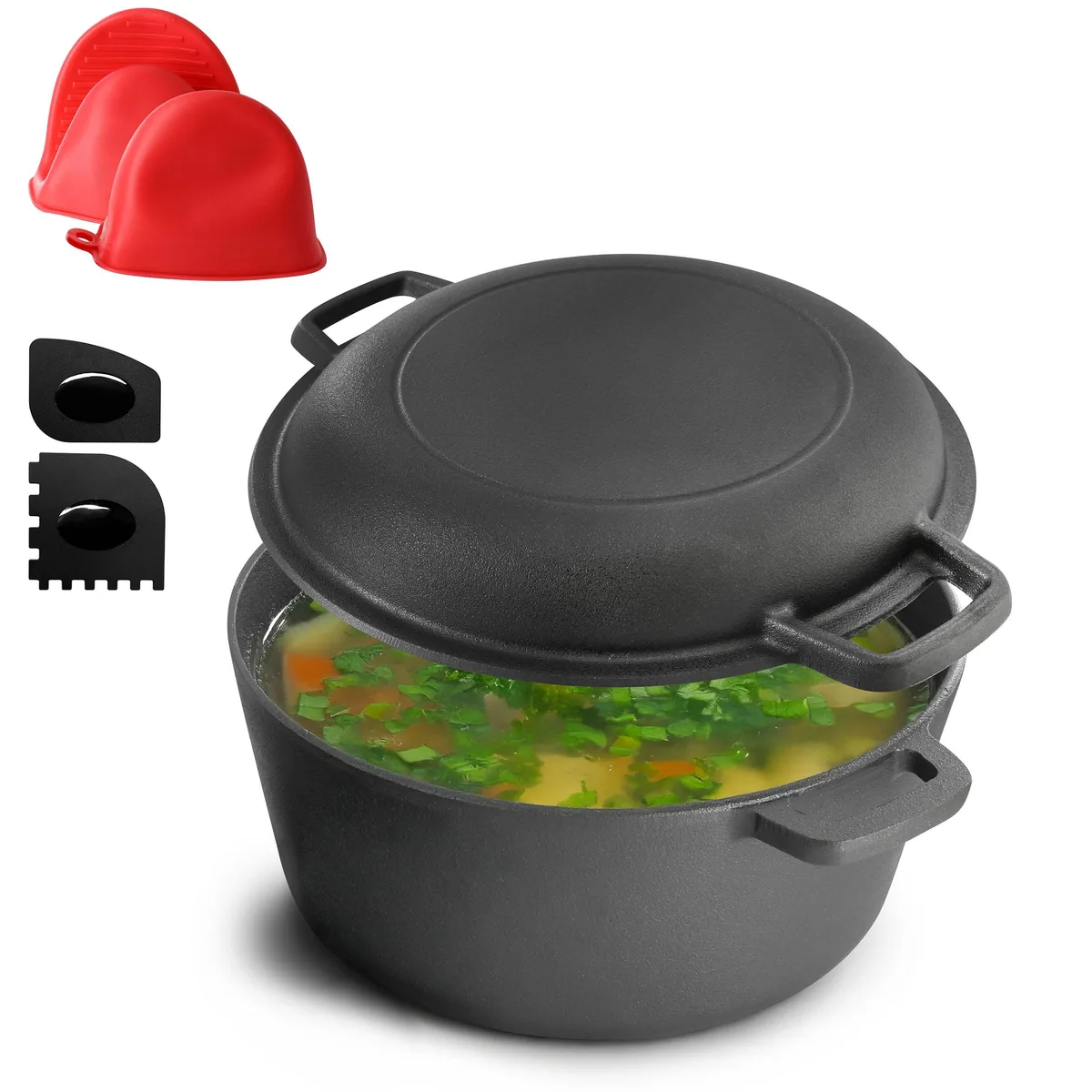 MegaChef MegaChef 510121252M 5 Quart Cast Iron Dutch Oven Skillet — product photo
