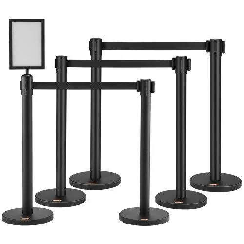 VEVOR VEVOR 6-Pack Crowd Control Stanchions with Sign Holder &amp; 3×6.5ft Belts — product photo