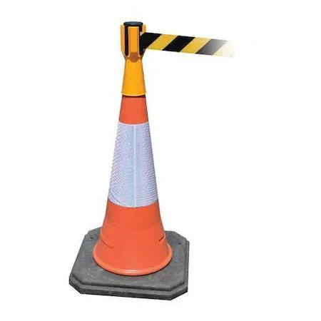 Tensabarrier Tensabarrier TC114-35-MAX-NO-D4X-C retractable access barrier, yellow, blank, 11 ft — product photo