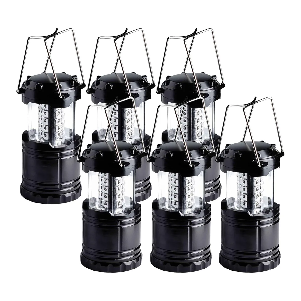 Black collapsible LED lantern, 2.67 by 3.74 inches collapsed