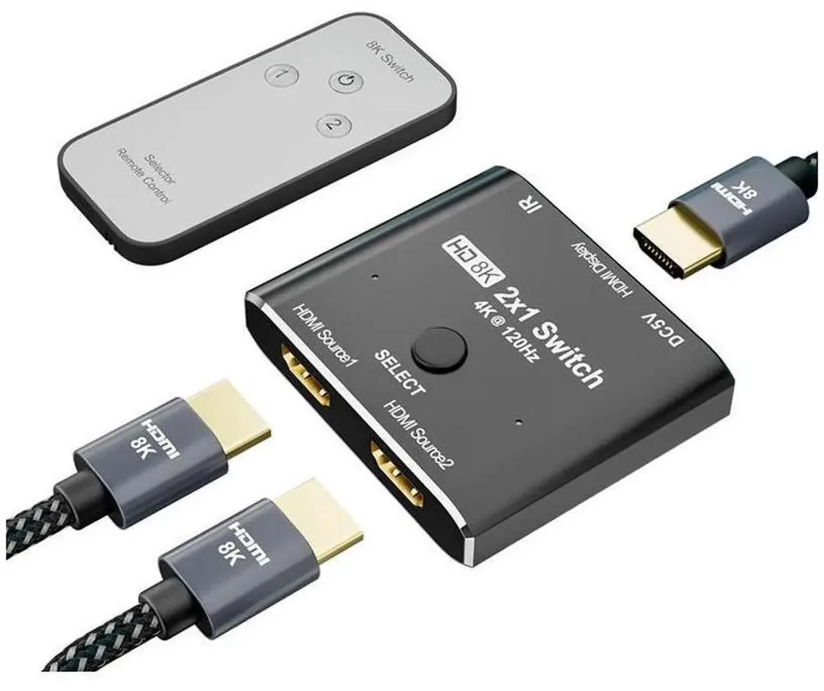 SMUGDESK SMUGDESK 8K 60Hz HDMI 2.1 2x1 Video Switch with IR Remote — product photo