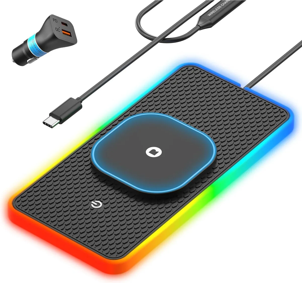 Hamzan Hamzan RGB Wireless Car Charger 15W MagSafe 40W Adapter 30CM Cable — product photo