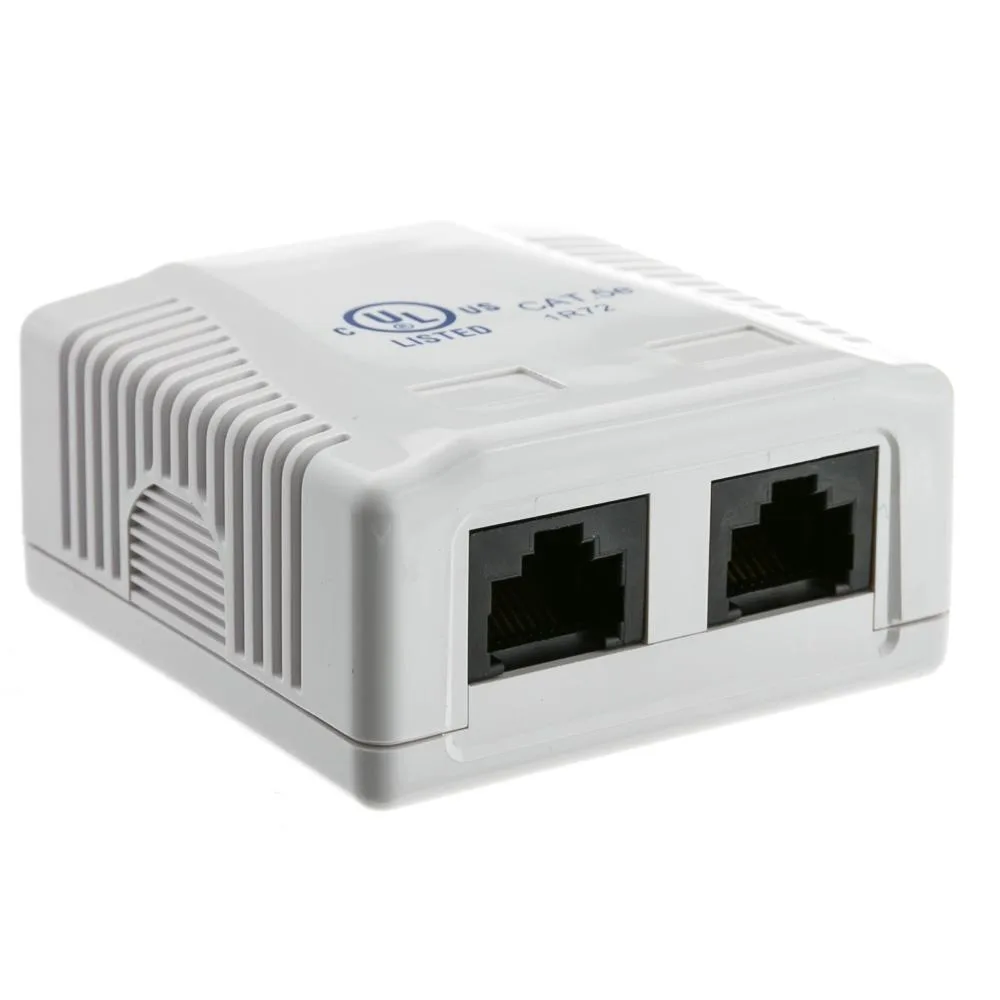 BattleBorn BattleBorn WPB-88D 2 Port RJ45 Wall Mount Biscuit Jack - White — product photo