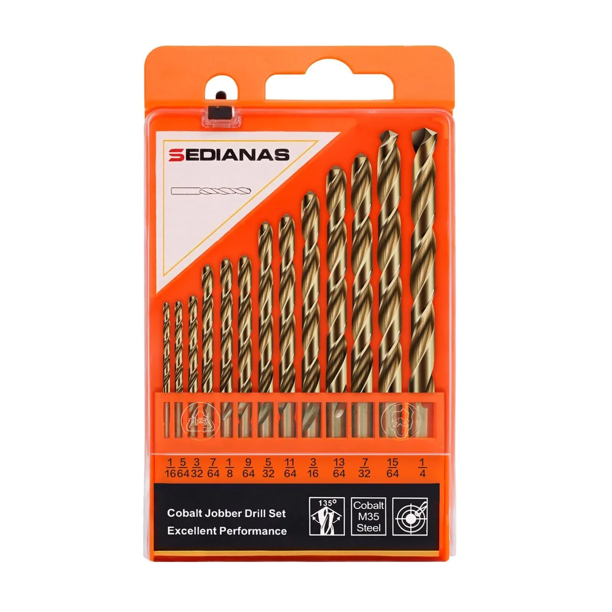  SEDIANAS 13 PCS Cobalt Drill Bit Set M35 HSS 1/16-1/4 — product photo