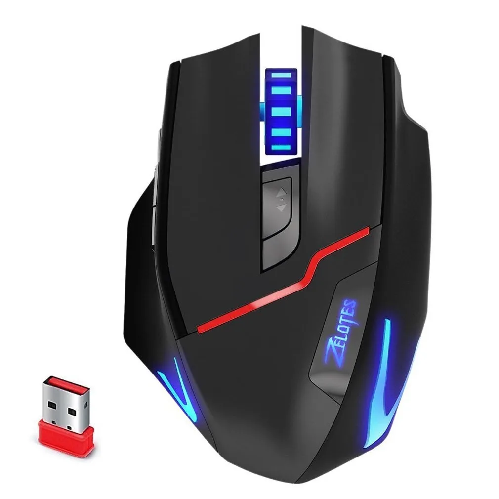 Jansicotek Jansicotek Gaming Mouse Wired Wireless 3200 DPI Left Hand 7 Buttons Adjustable Weight Black — product photo