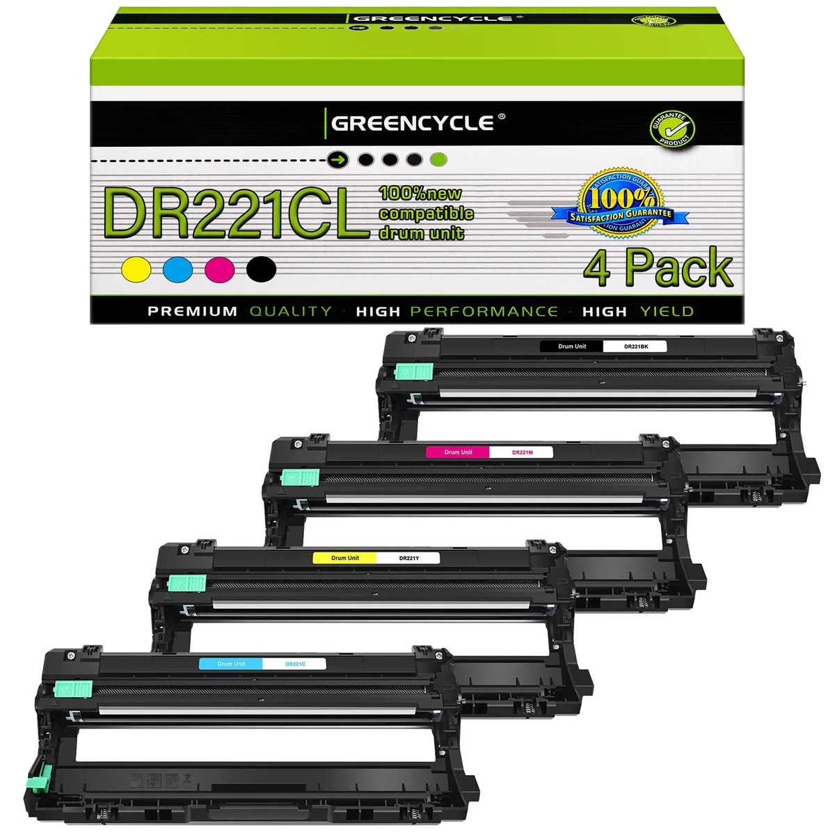 GREENCYCLE GREENCYCLE DR221CL 4 Pack Drum Unit Set 15000 Pages — product photo