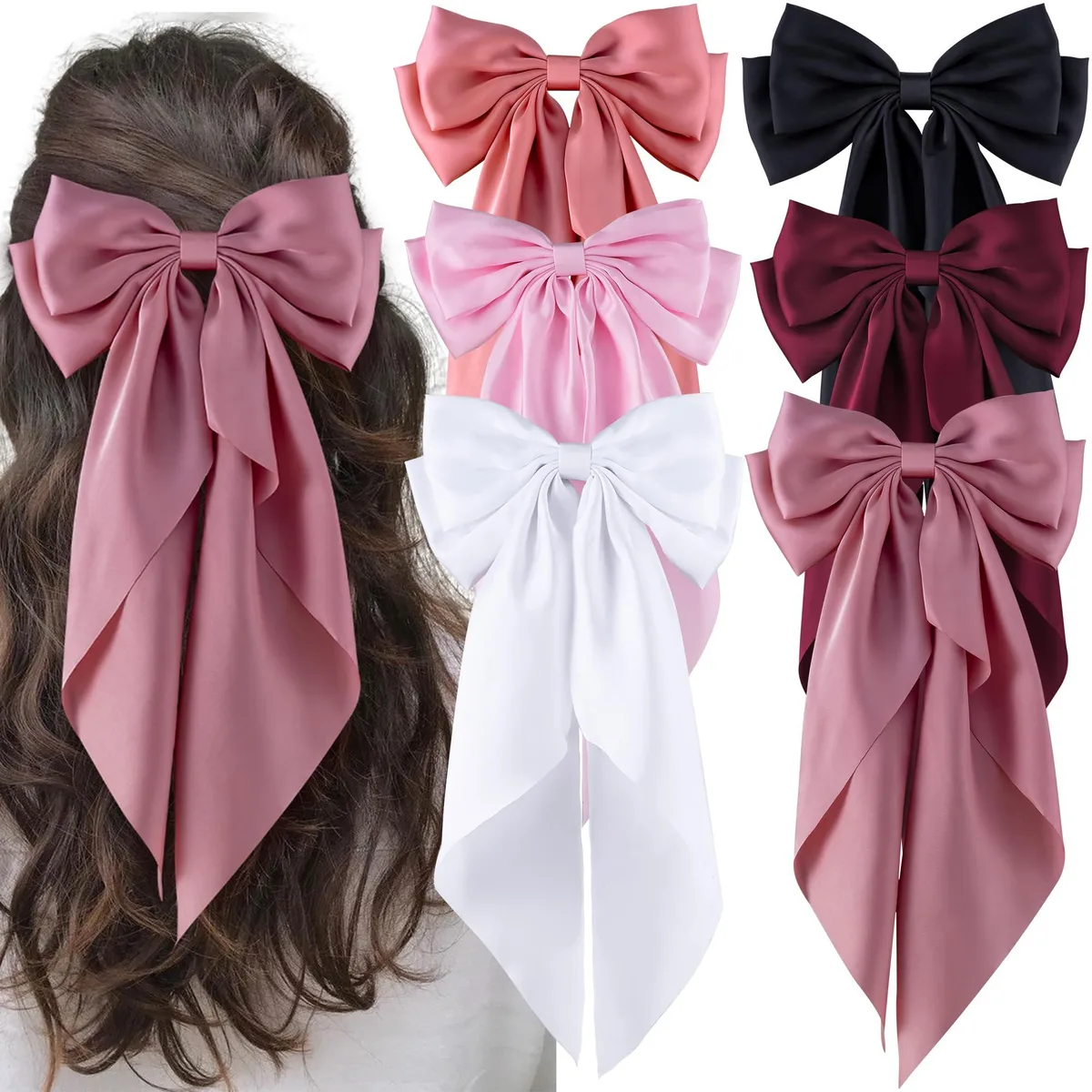  hisial 02 6Pcs Large Bows Hair Clips — product photo