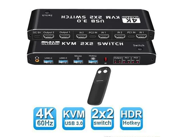 STARNOONTEK STARNOONTEK OZK3 8K HDMI KVM Switch 2 Port Dual Monitor 4K@120Hz USB 3.0 — product photo