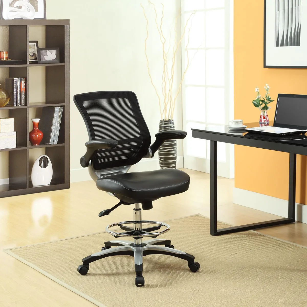 LexMod LexMod EEI-211 Office Furniture Drafting Chair Black 29.5"L x 28.5"W x 39-45"H — product photo