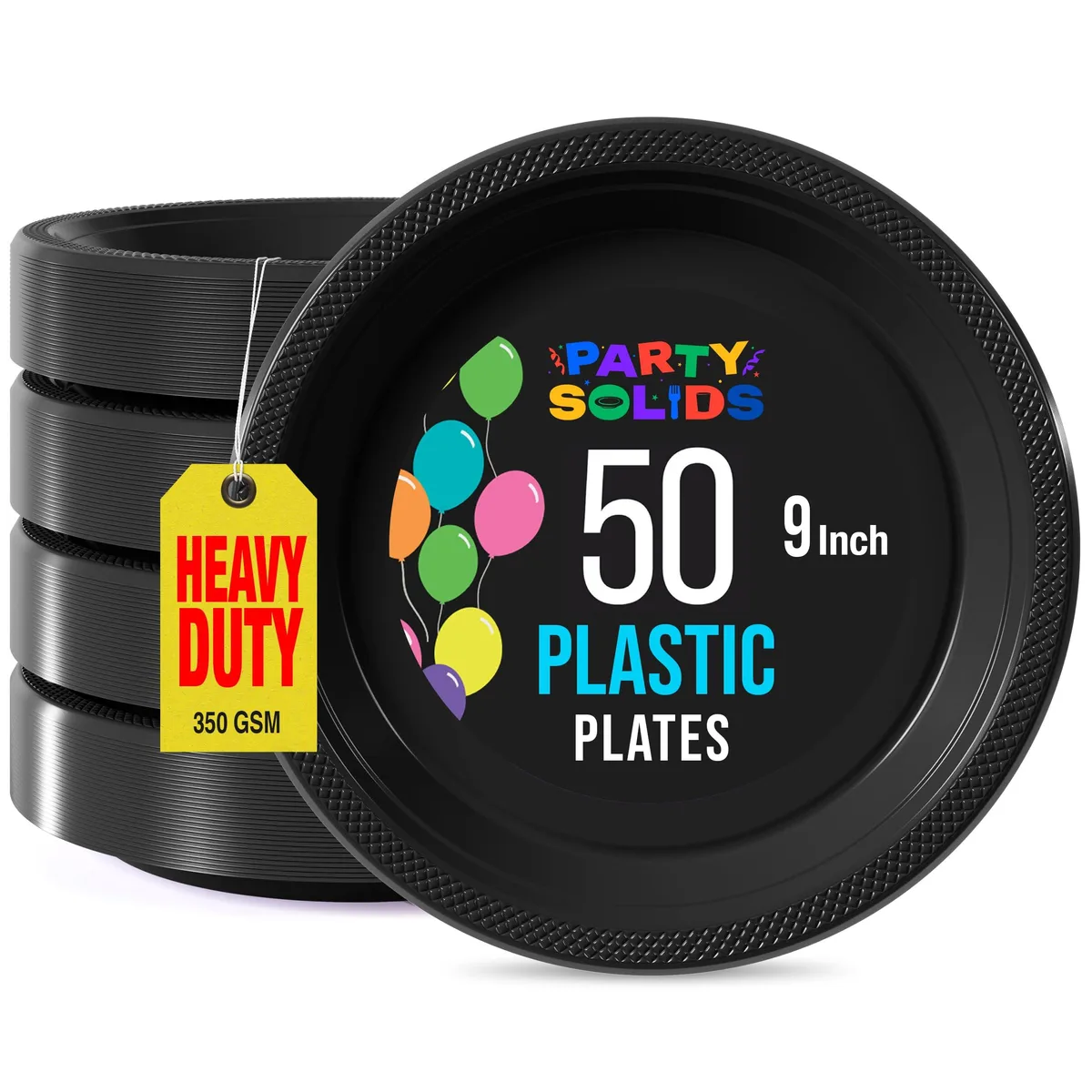  Exquisite 98402 Black Plastic Plate 9 Inch 50 Pack — product photo