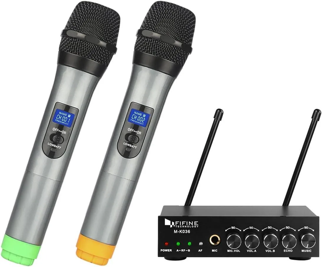  FIFINE K036 UHF Dual Channel Wireless Handheld Microphone System — product photo