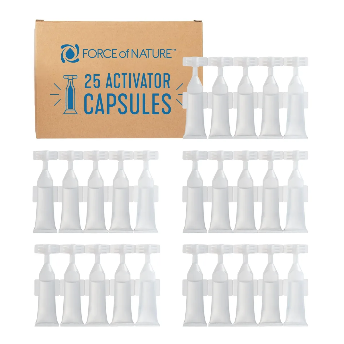 Box of 25 small activator capsules for 12 oz cleaner bottles